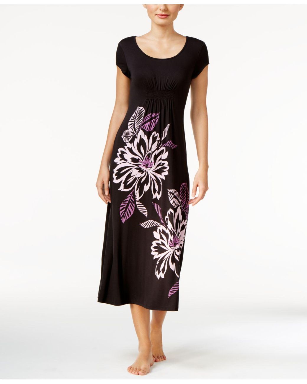 Alfani Floral print Knit Nightgown in Black Lyst